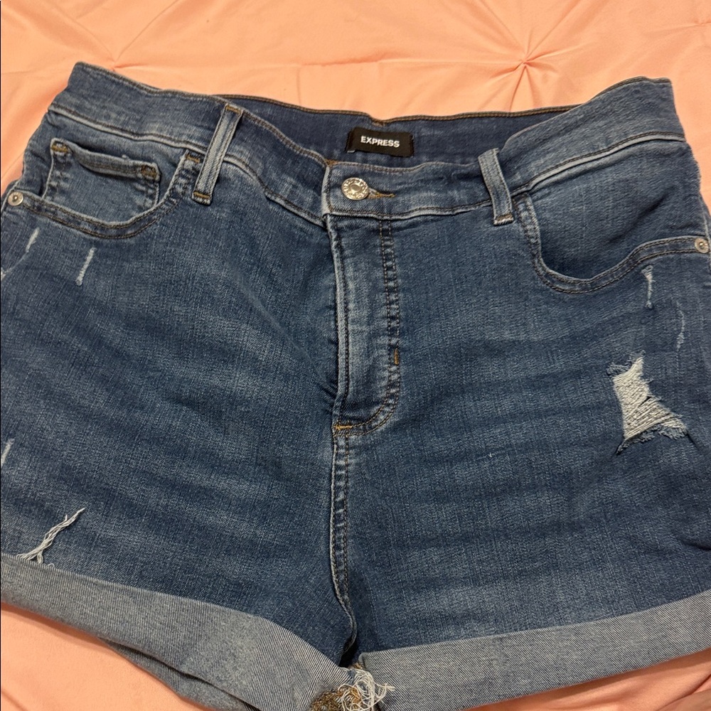 Express Women's Distressed Blue Jean Shorts